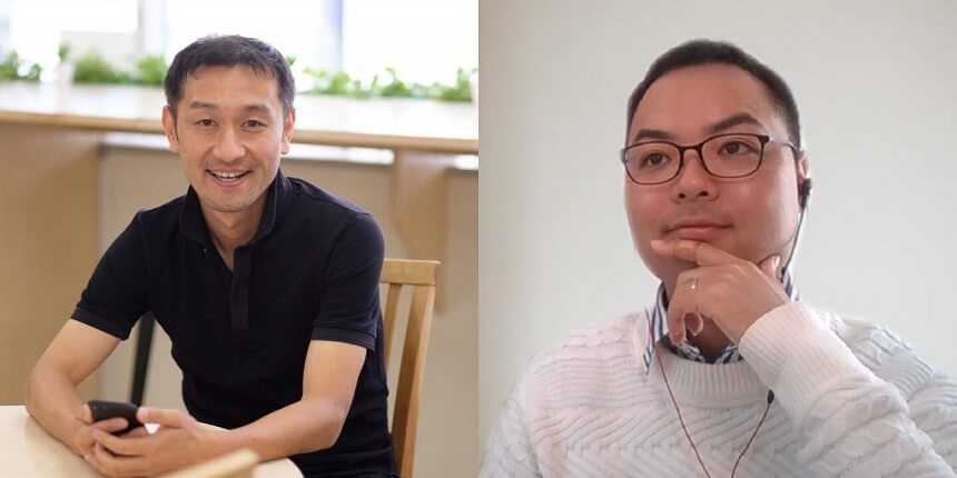 ビジネスデザイナーの細野真悟さん(左)とグローバルウェイ取締役の根本勇矢
